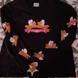 Teddy Fresh Angel Teddy Bear Long Sleeve Cropped Tee